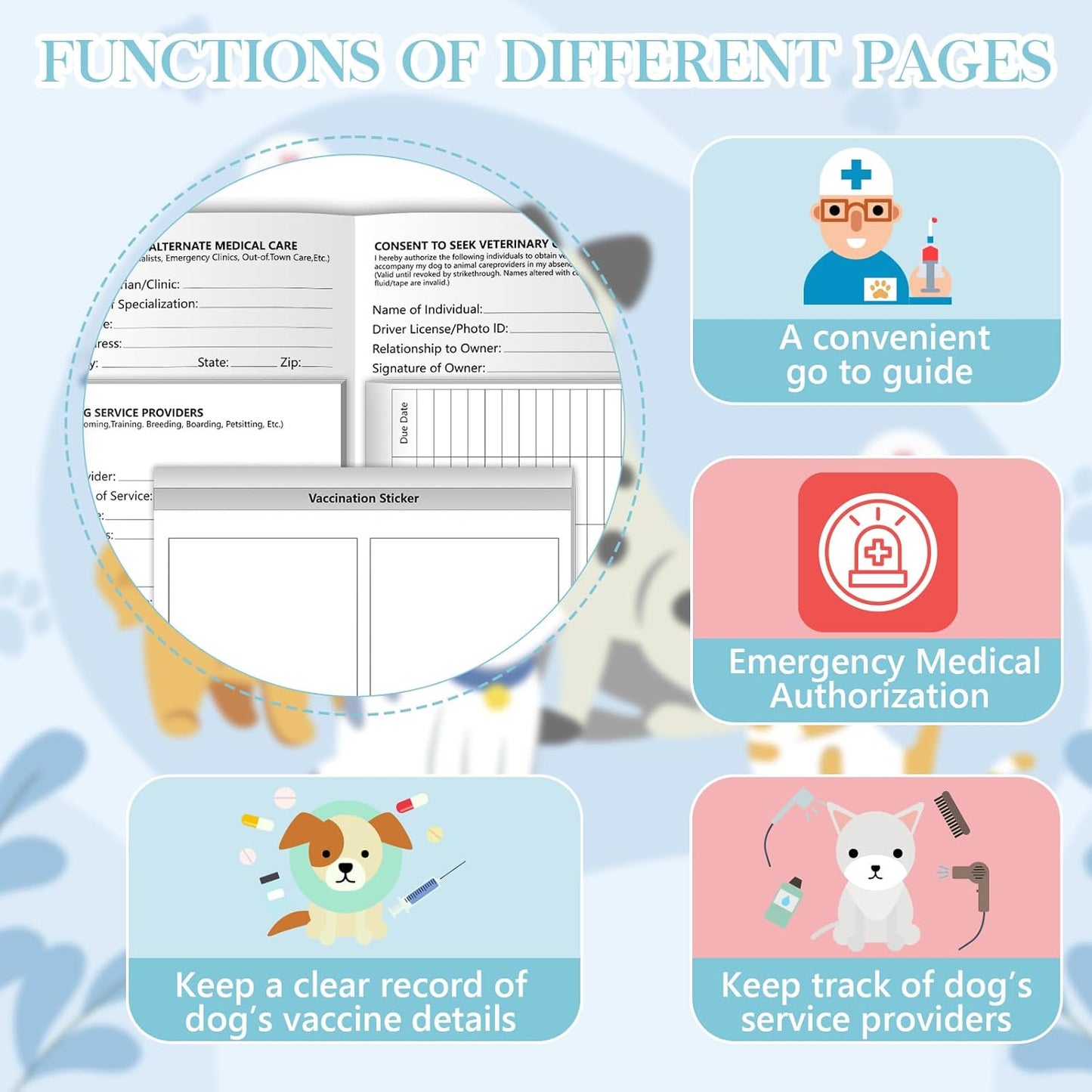 1 Pack Puppy Shot Record Booklets 12 Sheets Per Pack Dog Vaccination Record Book Dog Health Records 5*3.5inch Dog Information Record Notebook dog medical and vaccine book for Pet Lovers Doggy Medical