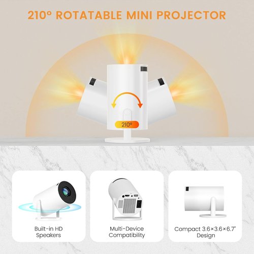 HY300PRO Mini Portable Projector - 4K 1080P Support, WiFi & Bluetooth, Android 11, 160 ANSI, 180° Keystone