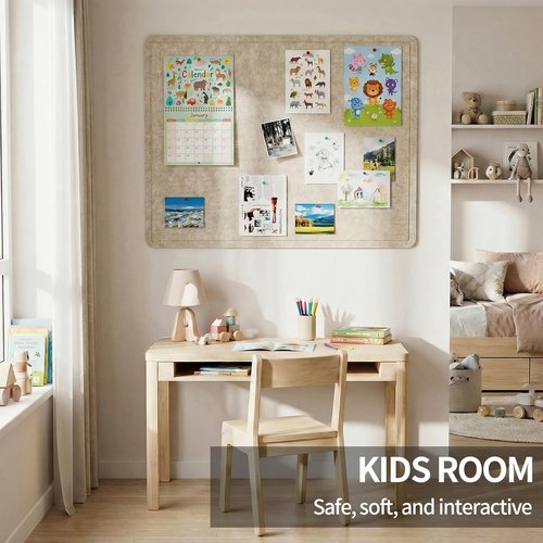 Large Felt Bulletin Board - 24"x18" Frameless Soft Cork Board for Home & Office Decor