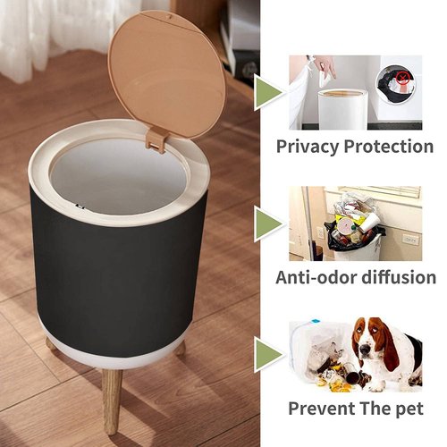 Small Trash Can with Lid for Bathroom Kitchen Office Diaper elegant black old chalkboard texture distressed grunge borders soft Bedroom Garbage Trash Bin Dog Proof Waste Basket Cute Decorative