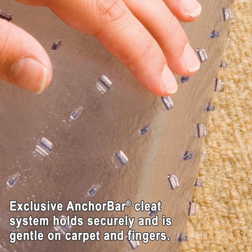 Chair Mat for High Pile Carpet, Rectangle with Lip, 36"x48", Clear