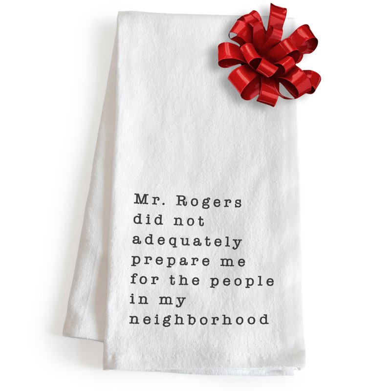 MAINEVENT Mr Rogers Dish Towel 18x24 Inch, Funny Kitchen Tea Towel Neighborhood Friends Adult Humor Decor, Women Hostess Gift