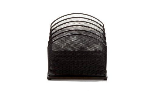 Mind Reader Vertical File Storage, Desktop Organizer, Mail Sorter, Office, Metal Mesh, 11.14" L x 7.28" W x 11.22" H, Black