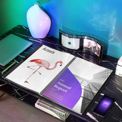 Sooez Heavy Duty Binder with Plastic Sleeves 18"x24", Portfolio Folder with 30 Clear Sheet Protectors, Display 60 Pages, Presentation Book for Artwork, Sheet Music, Document