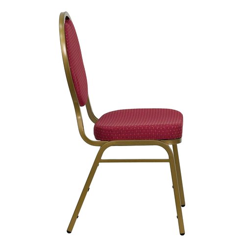 Flash Furniture HERCULES Series Teardrop Back Stacking Banquet Chair in Burgundy Patterned Fabric - Gold Frame