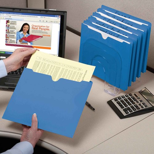 Smead File Jacket, Reinforced Straight-Cut Tab, Flat-No Expansion, Letter Size, Blue, 100 per Box (75502)
