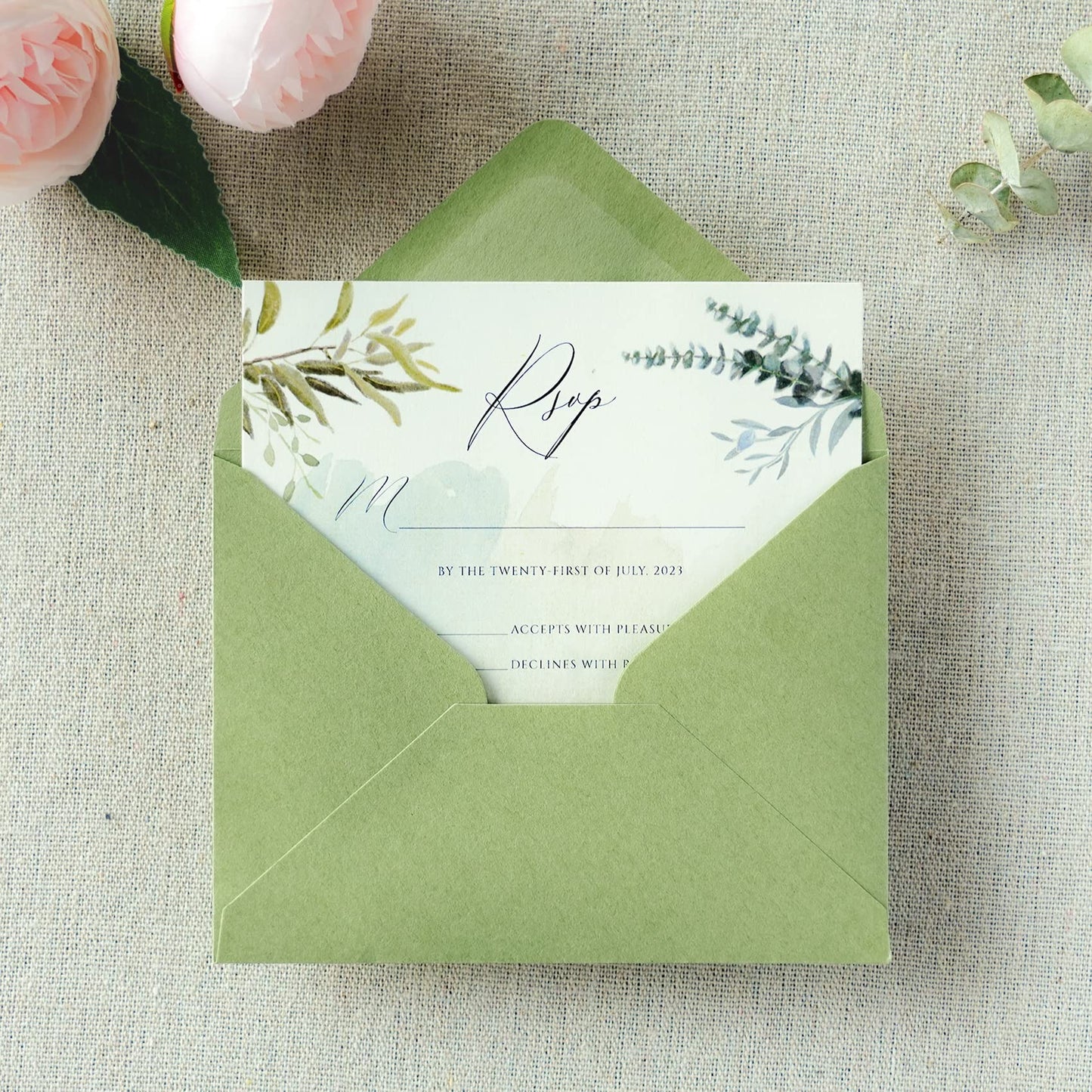 PONATIA 50 Pack A1 Envelopes, 3.62 x 5.2'' Sage Green Envelopes Perfect for RSVP Cards, Christmas Gift Cards Envelope, Baby Showers, Thank You Notes and any 3.5x5" inserts