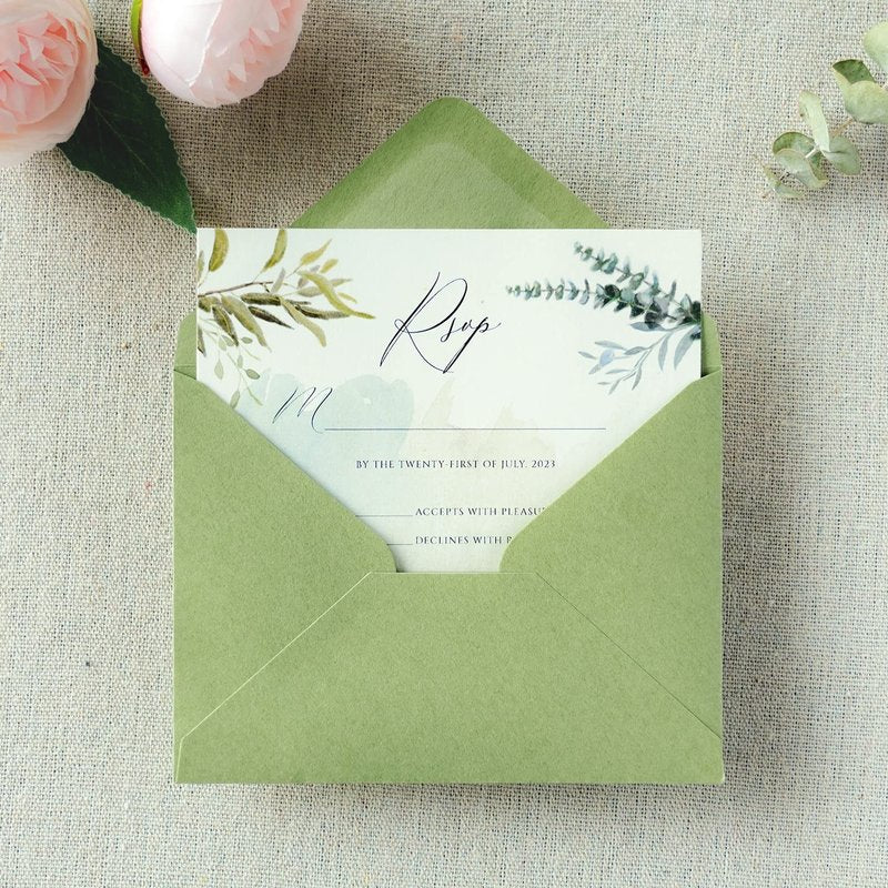 PONATIA 50 Pack A1 Envelopes, 3.62 x 5.2'' Sage Green Envelopes Perfect for RSVP Cards, Christmas Gift Cards Envelope, Baby Showers, Thank You Notes and any 3.5x5" inserts