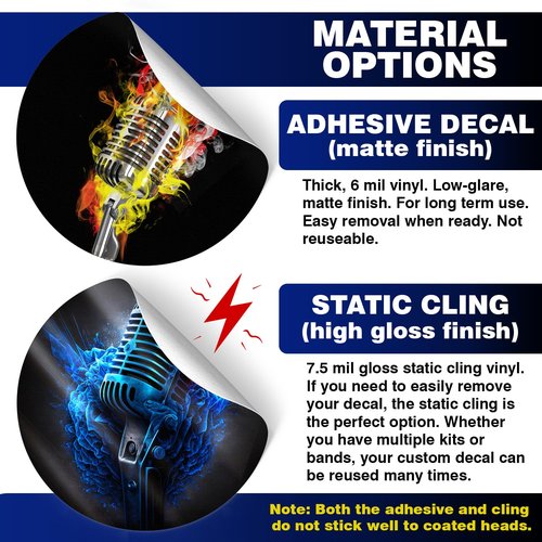 22 inch Custom Bass Drum Head Decal - Personalized Stickers & Custom Stickers for Drums, Full Color Logo Band, Bass Drum Head Wrap, Easy Apply & Remove for Professional or DIY Kits, Made in USA