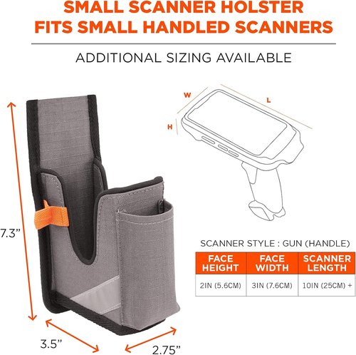 Ergodyne Squids 5540 Barcode Scanner Holster - Gun Grip Mobile Computer Holder | Gray Small