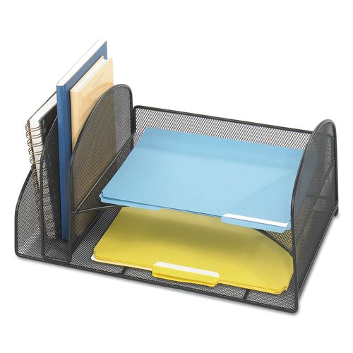 Safco 3264BL Onyx Mesh Desktop Organizer with 2 Vertical, 2 Horizontal Sections, Black