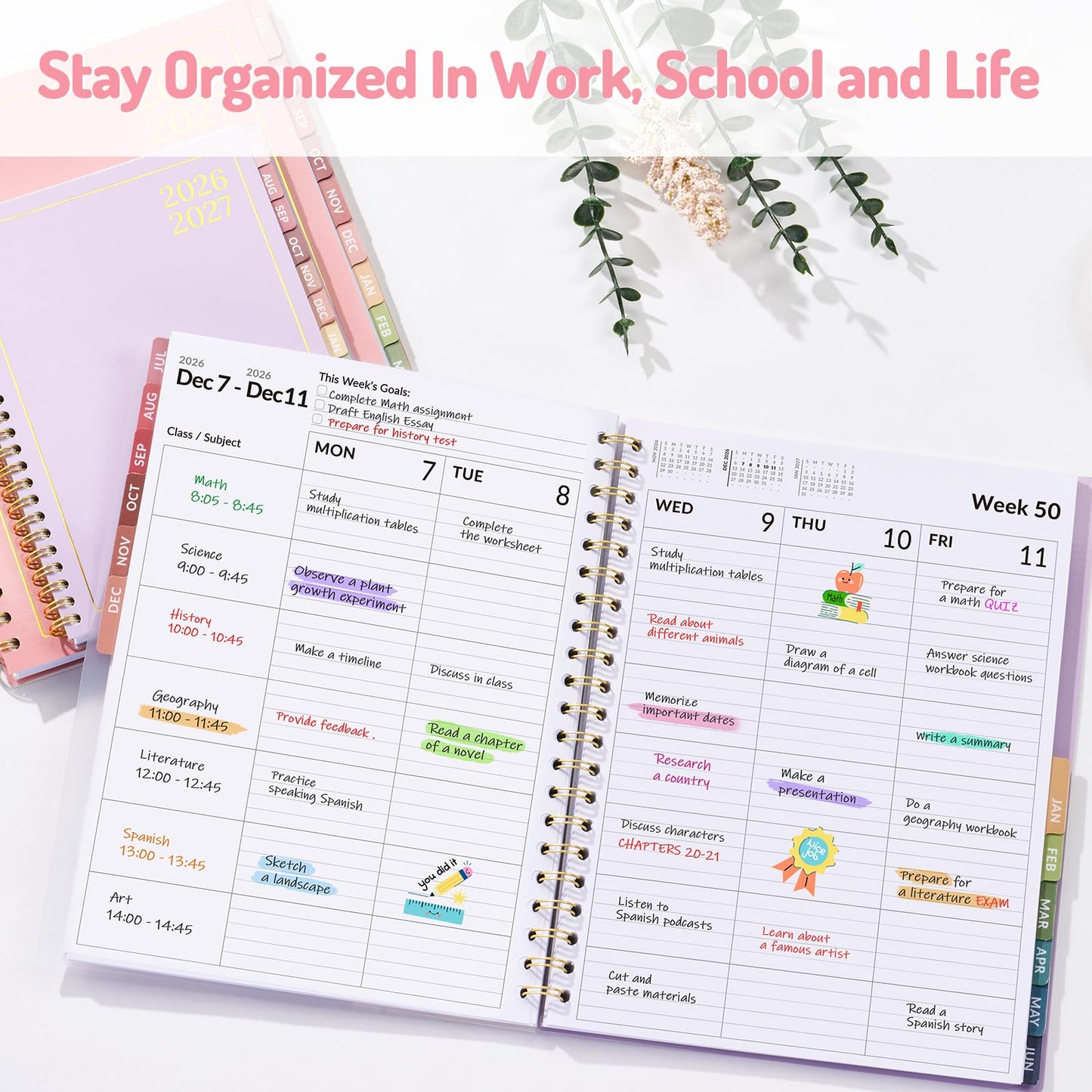 Teacher Planner 2026-2027, Forvencer Academic Planner 2026-2027, Jul 2026 - Jun 2027, 8.5"x11", Weekly & Monthly Planning Book with 7 Periods, School Agenda for Teacher Student Homeschool, A4, Beige