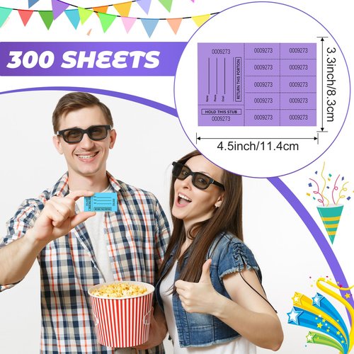 Kosiz 300 Sheets Raffle Tickets Sheets Hold This Stub Chinese Auction Basket Raffle Tickets for Silent Events Fundraiser(10 Bid,Bright Color)