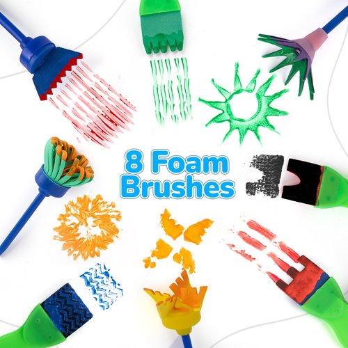 ArtCreativity Kids Paint Set with Brushes & Foam Roller - 18 Pcs - Premium Toddler Painting Kit with 6 Paint Bottles - Develop Fine Motor Skills - Classroom Arts & Crafts Supplies for Kids
