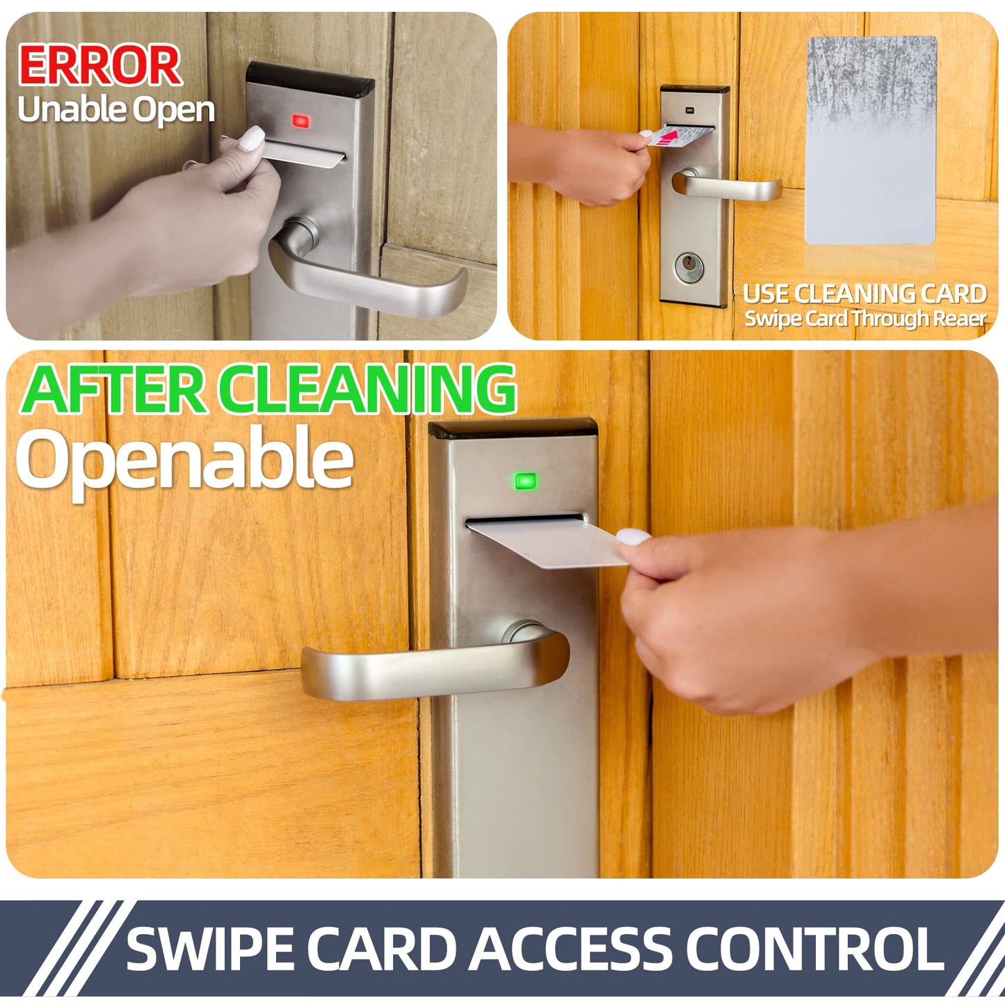 (100pcs) CR80 Cleaning Cards, Dual Side Card Reader Cleaner, POS Swipe Terminal Cleaning Cards CK-CR80 Card chip Cleaner