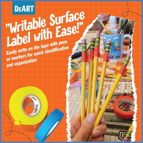 DEART Colored Masking Tape - Writable Painters Tape for Arts & Crafts | 12 Pack, 1 Inch Wide
