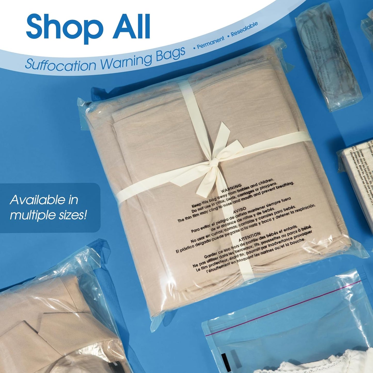 Spartan Industrial - Self-Seal Clear Poly Bags (9” X 12”, 200 Count) with Suffocation Warning - Permanent Adhesive