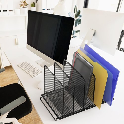 Simple Houseware Expandable 5 Section Upright File Sorter Organizer, Black