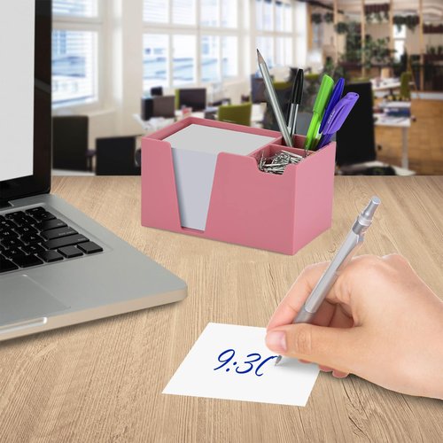 Acrimet Desktop Organizer Pencil, Pen, Paper, Clip, Caddy Holder (Plastic) (White Paper Included) (Solid Pink Color)