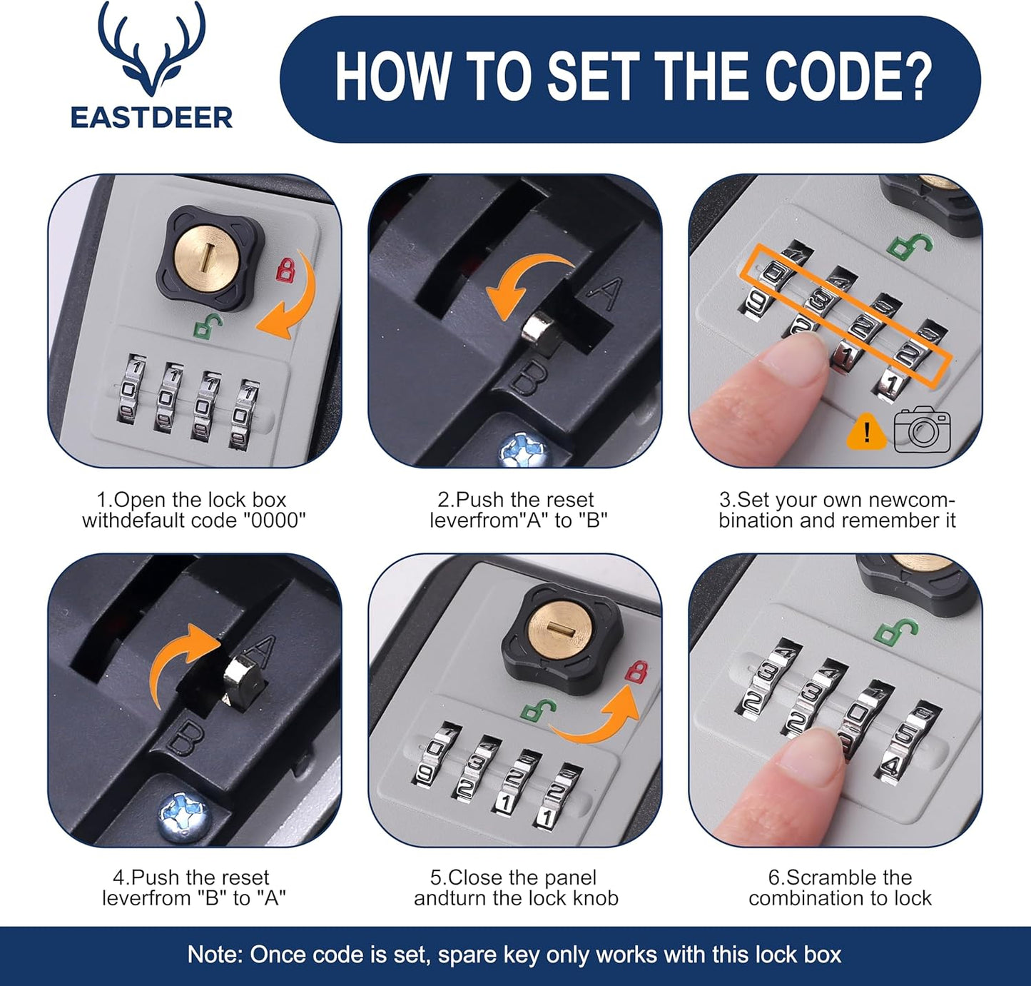 Skiennix Wall Mount Key Lock Box - Secure Outdoor Key Storage with Resettable Combination | Ideal for Home, Garage, Office