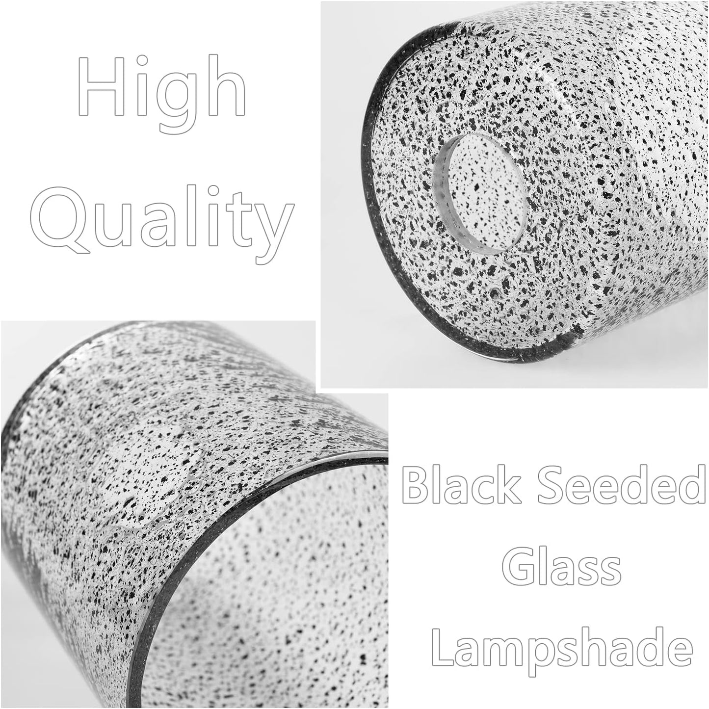 1 Pack Seeded Clear Glass Lamp Shade Replacement Glass Shade for Pendant light, Floor lamp, Desk lamp,Wall Sconces and Bathroom Vanity lights.1-5/8-Inch Fitter Opening
