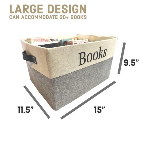 KINTNER DESIGNS Book Storage Box with stylish design. Keep all of your Books in one easy space saving box. Great for for home storage or for classroom.