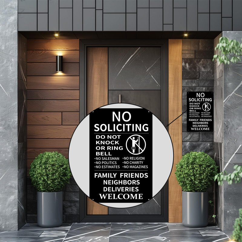 No Soliciting Sign for House Front Door,8 x 12 Inches -Aluminum- Do Not Knock or Ring Doorbell Family Friends Neighbors Deliveries Welcome No Silication Solicitors Soliciting Sign for Front Door Home House