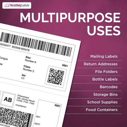 NextDayLabels – 8-1/2" x 5-1/2" Rectangular Sticker Labels for Printer - White Laser/Inkjet Printer Labels Return Address Labels Shipping Label Stickers (500 Sheets, 2 Per Sheet, 1000 Labels)