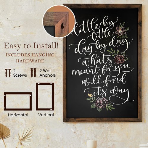Loddie Doddie Large Magnetic Chalkboard - 24" x 36" Rustic Frame, Kitchen & Home Decor - Easy-to-Erase, Hanging Black Chalkboard for Wall - Blackboard