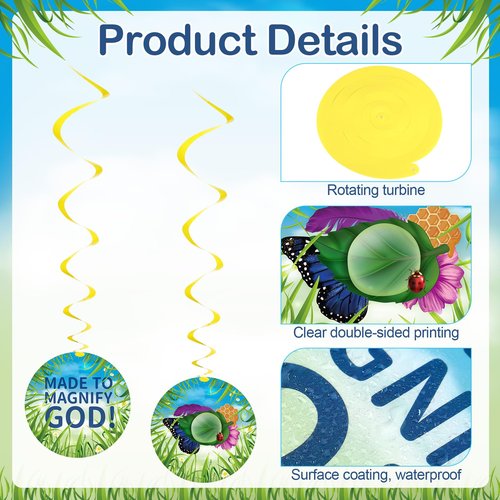 AmazingSpark 24 Pack VBS 2025 Whirly Decorations Fun Christian VBS Crafts for Kids, Spiral Paper Hanging Decorations for Sunday School Vacation Bible School Religious Classroom