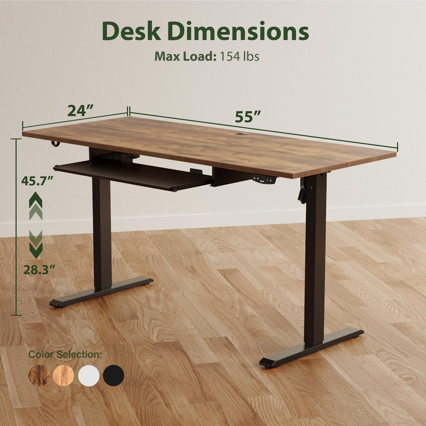 Agilestic Height Adjustable Desk with Keyboard Tray, 55 x 24 Inches Electric Standing Desk with Memory Preset, Stand up Computer Table, Lightweight Board, Dark Brown