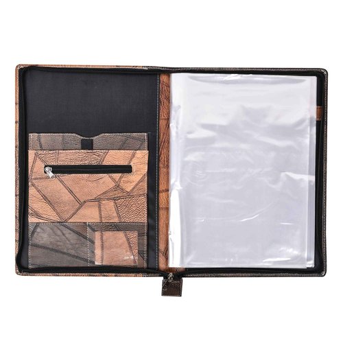 AmazingHind Premium Faux Leather File Folder with 20 Clear Sleeves - B4 Size, Grey Brown - Organize and Protect Documents/Certificates, Ideal for Filing Products