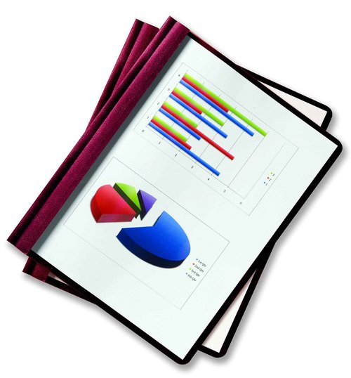Oxford Clear Front Report Cover, 3 Prong, 1/2 inch Capacity, Burgundy, Letter Size, 25 per Box, (53341)