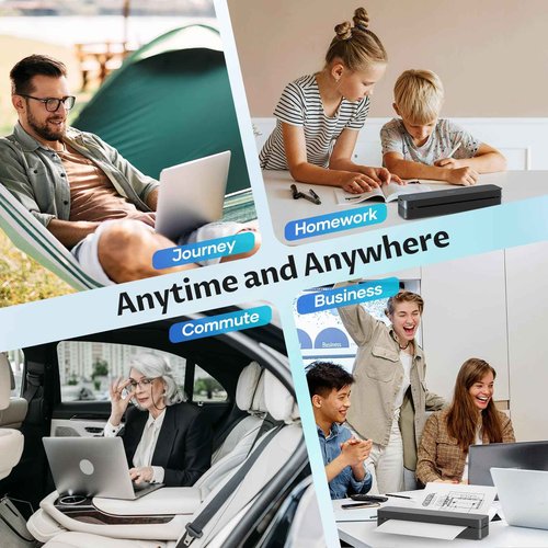 iDPRT Portable-Printer Wireless for Travel,300DPI Inkless Thermal Small Printers for Home Use,Office,Vehicles,Mobile Bluetooth Printer Supports 8.5" x 11" US Letter,for Smartphone & PC,Dark Black