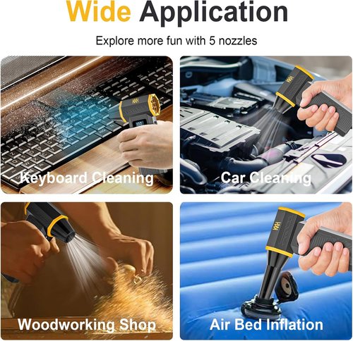 KKH Portable Electric Air Duster - Powerful 120,000 RPM Mini Turbo Blower with LED Light | Rechargeable Cordless for Home & Car Cleaning