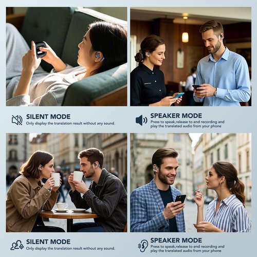 ERAZER XP2 AI Language Translation Earbuds, 4-in-1 Real Time Language Translator Earbuds 135 Languages Open Wireless Bluetooth Translator Earbuds, Translation Device for Travel Erabuds