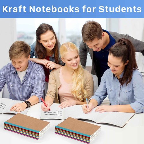 Vyndicca 80 Pack Composition Notebooks Bulk, 8.3 "X 5.5" College Ruled Lined Notebooks, Kraft Cover Notebook Journals with Rainbow Spines, Composition Notepad for Home Office Supplies, A5, 8 Colors