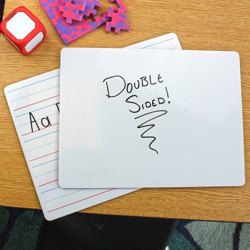 Flipside Products 9" x 12" Red and Blue Lined/Blank Two-Sided Dry Erase White Boards, Class Pack, Double Sided Lapboard, Reusable for Group Participation, 12 Pack