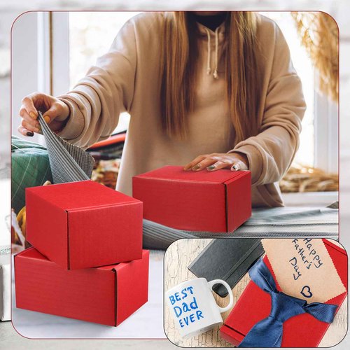 Ireer 50 Pack Red Shipping Boxes Bulk 6 x 4 x 3 Inch Corrugated Cardboard Mailer Boxes for Small Business Mailing Packing Jewelry Ornament Gifts Wrap