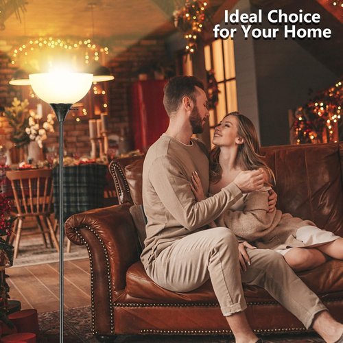 RISLG Floor Lamp - Industrial Metal Design with Drop-Resistant White Lampshade | Perfect for Bedroom & Living Room