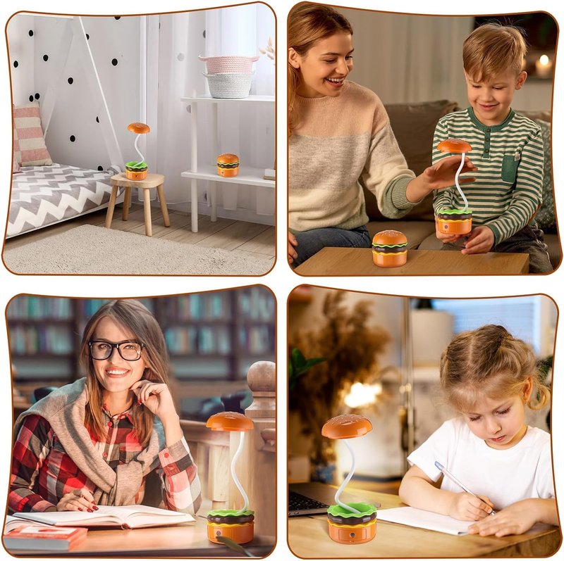 CHANLAOSAN Cute Desk Lamp,Table lamp,Night Lights,Hamburger Small Night lamp,Desk Accessories, Room Decor for Boys Girls Gifts