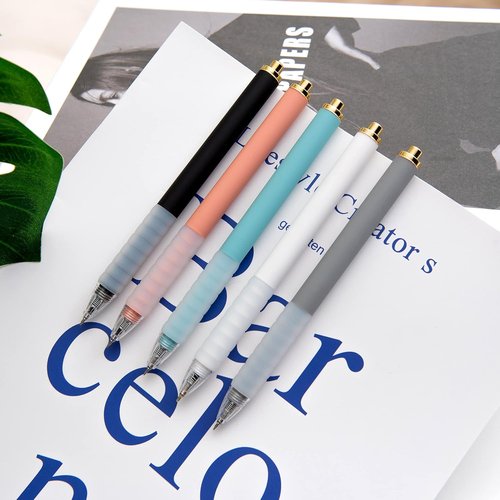 Linbsunne Ballpoint Pens - Medium Point 1mm Black Ink with Super Soft Grip | 6 Count Gold Clip Office Pens for Men & Women