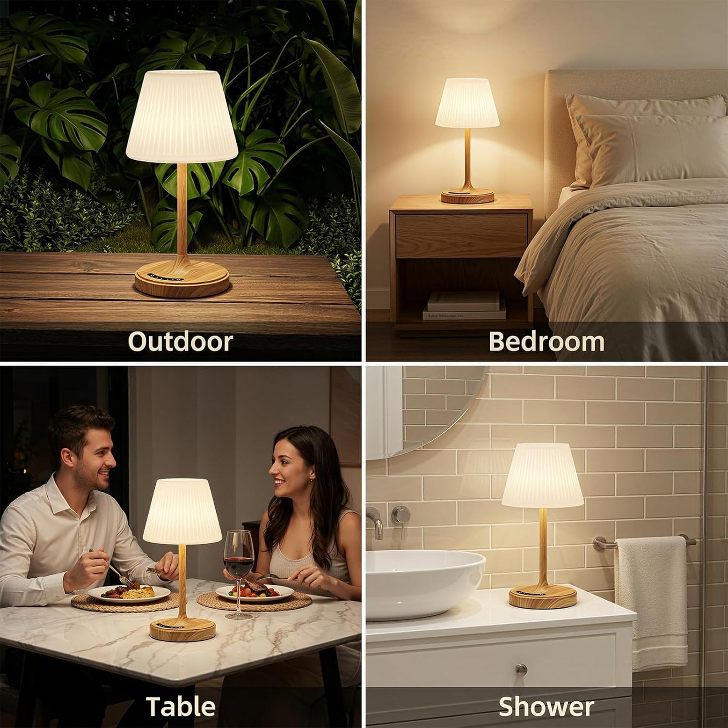 Skiennix Shower Lamp - Waterproof Rechargeable Cordless Light | Touch Dimmable, 4000mAh Battery, Ideal for Bathroom & Spa Use