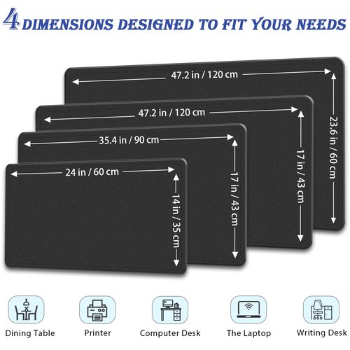 47.2" x 23.6" Large Desk Pad Mat - Non-Slip PU Leather Desk Mat, Large Mouse Pad, Computer Mat for Keyboard Mouse, Waterproof Desk Writing Mat, Desk Blotter Mat for Work (Black)