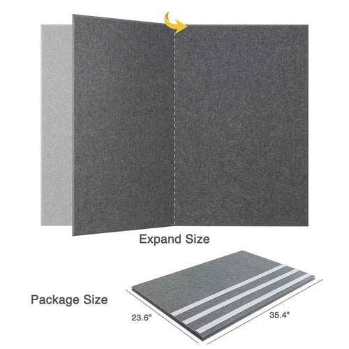 Thickened Bulletin Board - 47 x 35 Inches, Decorative Felt Board Pin Board for Wall - 4' x 3' Foldable Photo Display Board with Self-Adhesive Tape, Includes 20 Push Pins - Gray