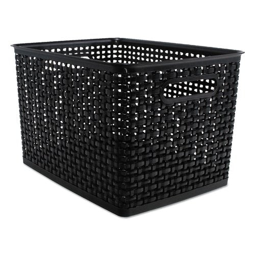 Advantus 40328 Weave Bins, 13 7/8 x 10 3/4 x 8 3/4, Plastic, Black, 2 Bins