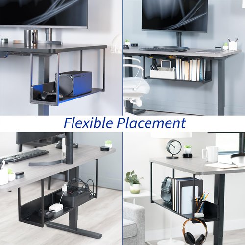 VIVO Under Desk 30 x 7 inch Storage Shelf, Office Accessory Holder for Supplies, Gaming Devices, and More, Workstation Organizer, Black, DESK-SHELF30-UB