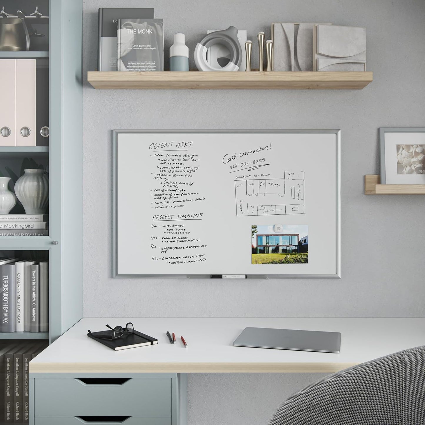 U Brands Magnetic Dry Erase Board - 36" x 24" Whiteboard with Silver Aluminum Frame & Marker Included