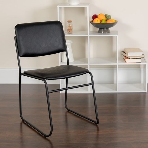 Flash Furniture HERCULES Series 500 lb. Capacity High Density Black Vinyl Stacking Chair with Sled Base