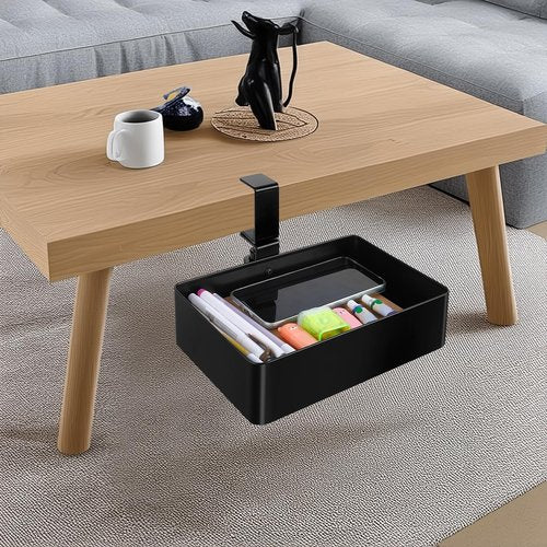 Metal Drawer Organizer - 360 Swivel Hidden Under Desk Storage - No Drill Pencil Drawer Tray for Home Office